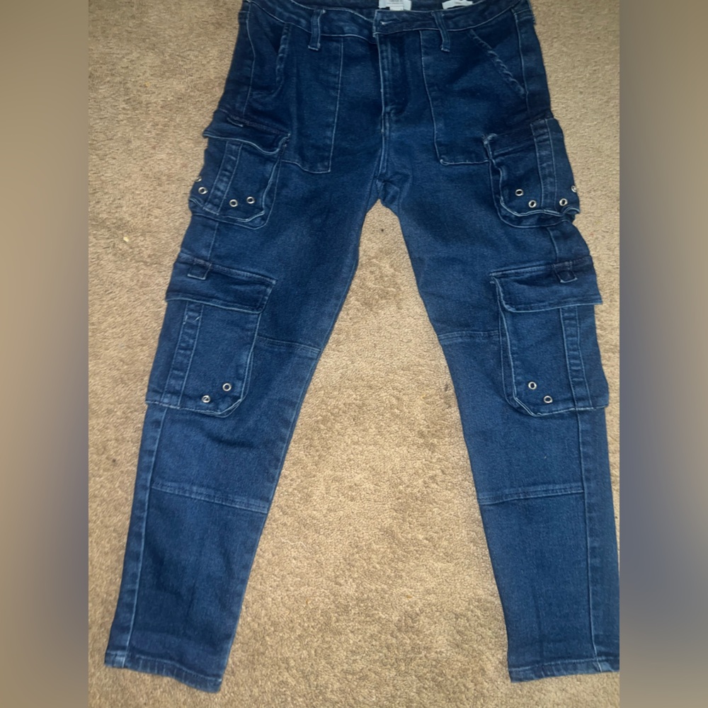 Forever 21 Dark Blue Cargo Jeans